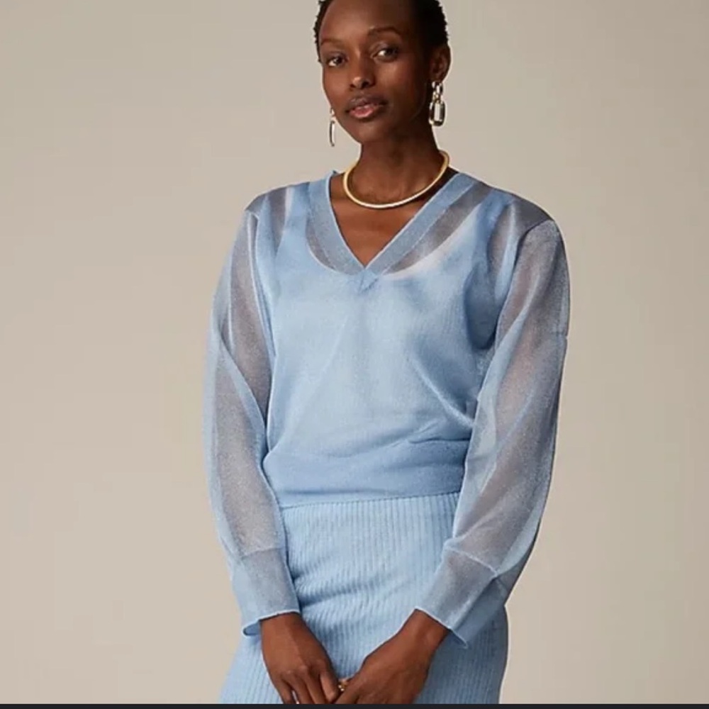 NWOT J.Crew sheer cerulean sweater